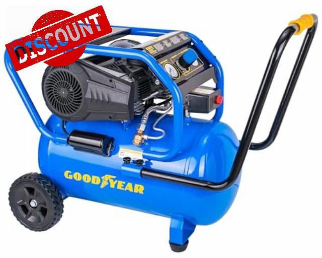 Goodyear 10 Gallon 175 PSI Super Quiet Oil Free Electric Air Compressor - Horizontal or Vertical