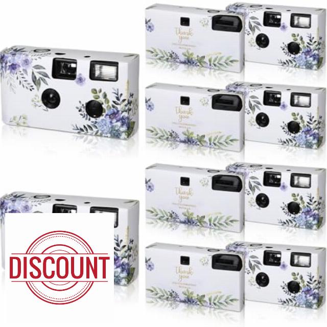 Kanayu 10 Pack Disposable Camera for Wedding Floral 35mm Single Use Film Camera with Flash One Time Use Camera for Anniversary Concert Travel Camp Party Supply Gift Honeymoon(Blue Poppy)