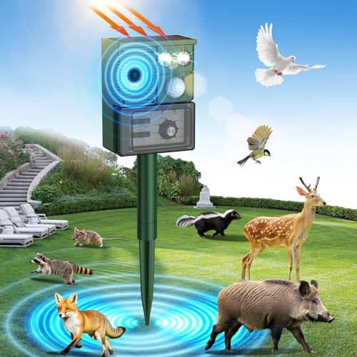Deer Repellent Devices Skunk Repellent with Motion Detector & Flashing Light