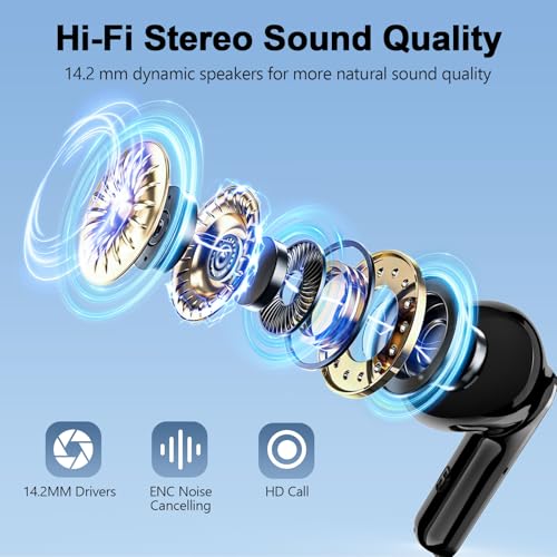 Bluetooth 5.3 Headphones LED Power Display