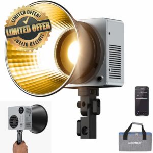 NEEWER 80W LED Video Light with 72Wh Battery/100W PD Fast Charging APP/2.4G Control Portable Bi Color Mini COB Studio Continuous Output Lighting 26500lx/1m 2700-6500K Dimmable CRI95+ 13 Scenes