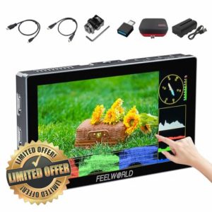 FEELWORLD P6X 5.5 inch 1000nit Aluminium Touchscreen DSLR Camera Field Monitor Include Battry and Carry Case with HDR 3D LUT All Waveform 4K HDMI Input and Output for Film Studio Streaming