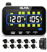 GUTA Tire Pressure Monitoring System, Trailer TPMS with Color Touchscreen Display & 4 Flow Thru S...