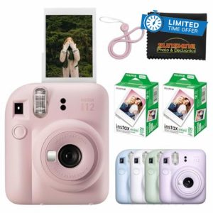 Fujifilm Instax Mini 12 Instant Camera Blossom Pink with 40 Sheets Fujifilm Instax Mini Film Bundle