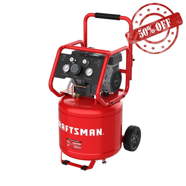 CRAFTSMAN Air Compressor 12 Gallon Ultra Quiet Oil-Free 1.5 HP Max 150 PSI Vertical Tank