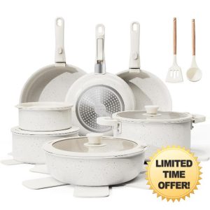22-Piece Pots and Pans Set Non Stick with Removable Handles