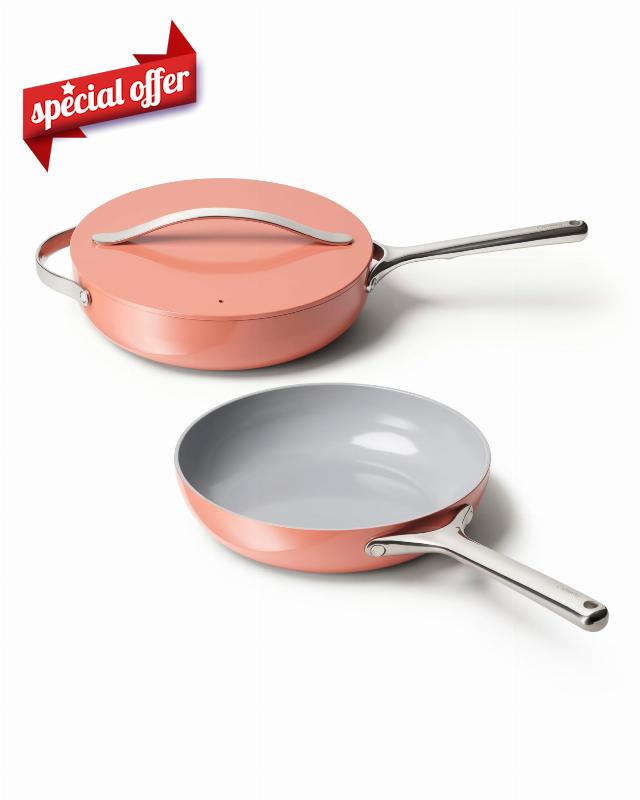 Caraway Ceramic-Coated Fry Pan and Sauté Pan Duo - Perracotta