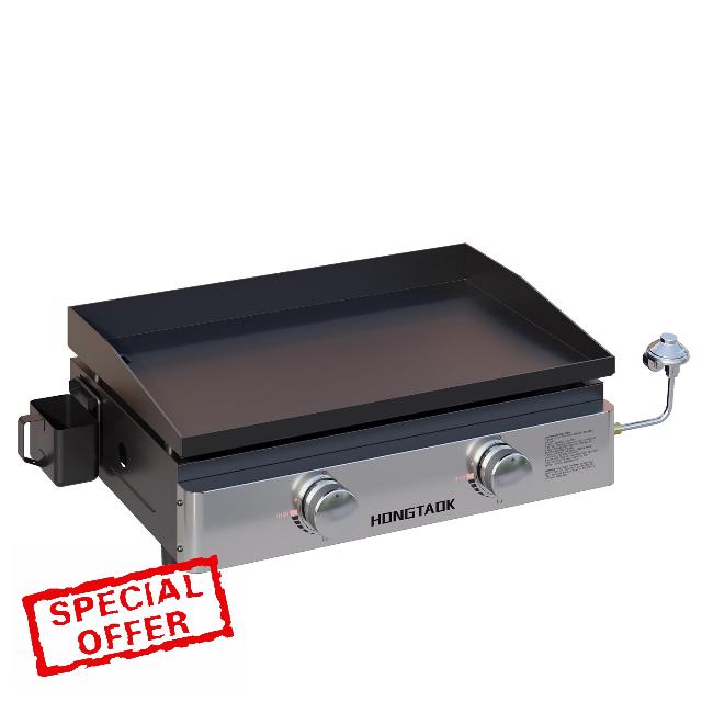 23 Inch Portable Propane Gas Grill with Ceramic Coated Baking Pan