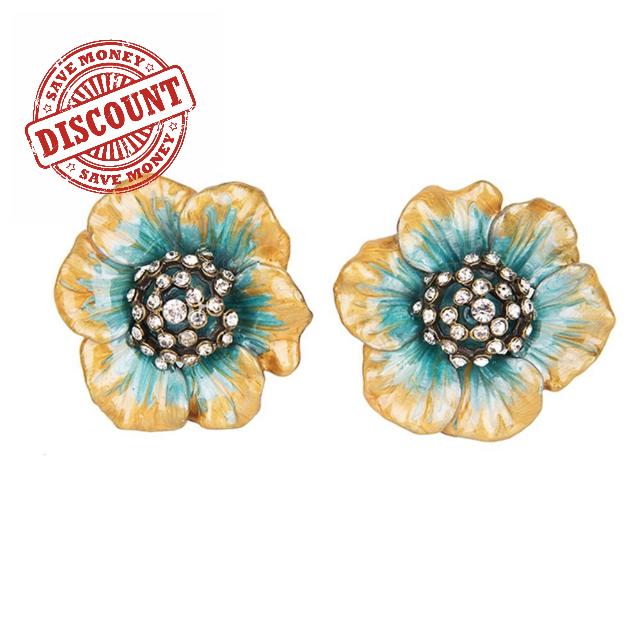 NIKKY HOME 2 Pcs Door Knobs Pull Handle Drawer pulls Furniture Cupboard Shape of Flower Elegant Royal Style Decorative Metal Green and Yellow