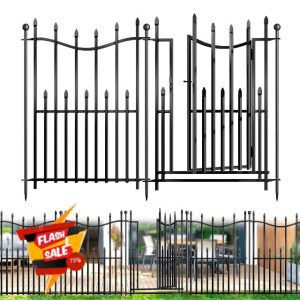 10 Panels No Dig Decorative Garden Fence with Gate