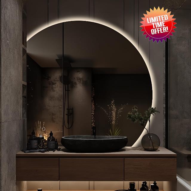 Niccy Half Moon LED Mirror for Bathroom