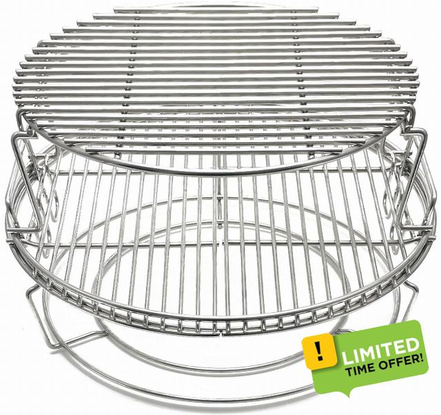 S28 3 Tier 5 Piece 304 Stainless Steel Grill Stack Rack Replacement Kit for Big Green Egg Large