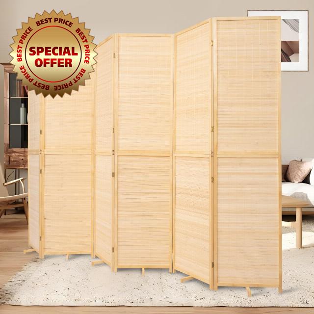 Bamboo Room Divider 6 Panel Wall Divider