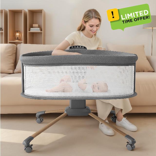 Electric Smart Soothing Baby Bassinet with 5 Rocking Speeds