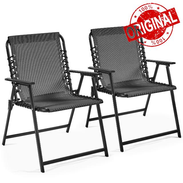 Yaheetech Folding Outdoor Chairs Set of 2 with Metal Frame