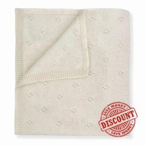 Jet&Bo BABY 100% Cashmere Baby Blanket Pointelle Design in Natural - Unisex