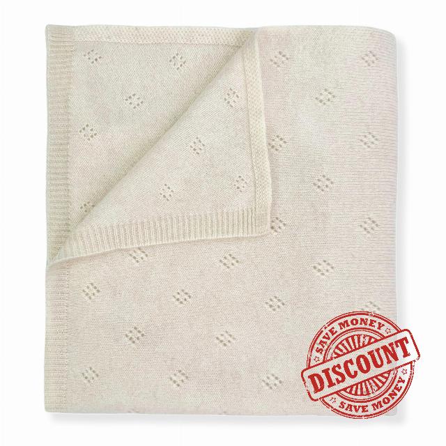Jet&Bo BABY 100% Cashmere Baby Blanket Pointelle Design in Natural - Unisex
