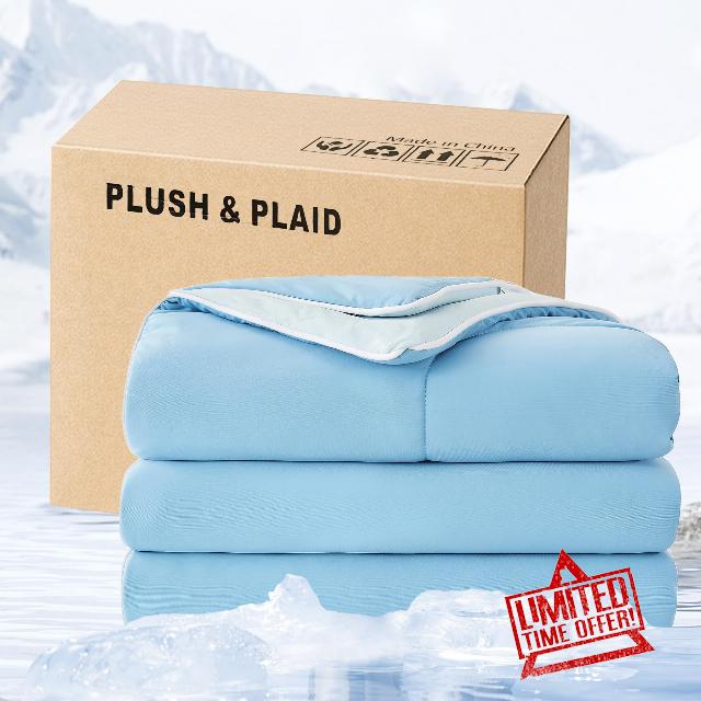 Plush & Plaid Cooling Comforter for Summer
