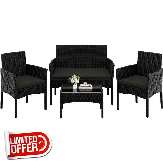 Yaheetech 4 Pieces Outdoor Patio Conversation Set