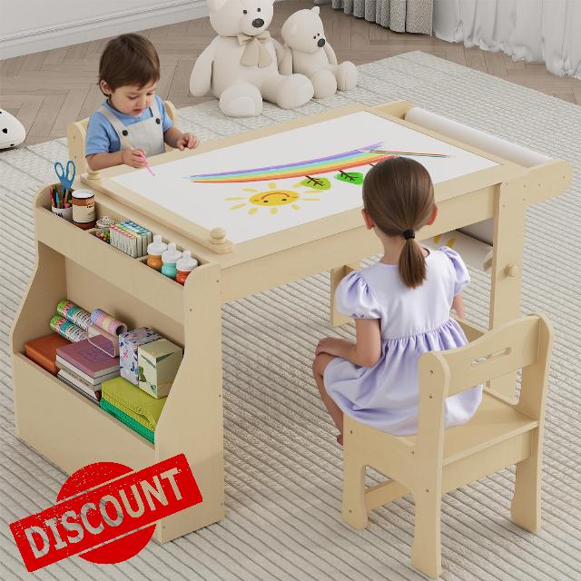 Kids Art Table with 2 Chairs