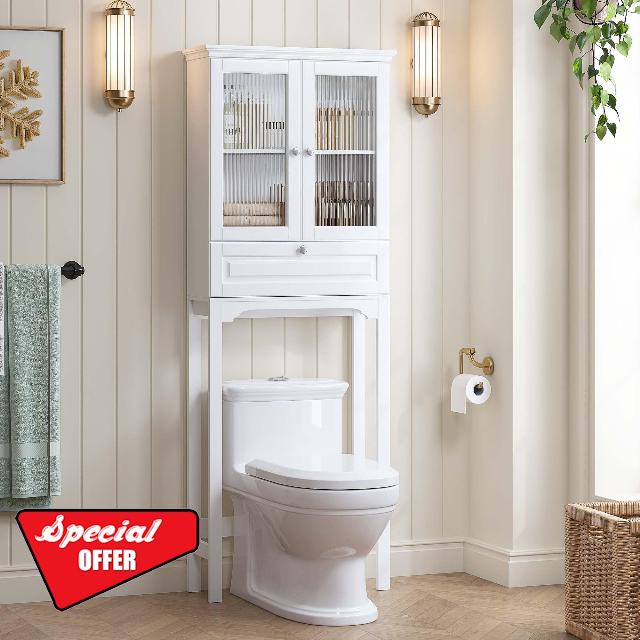 Spirich Over The Toilet Storage Cabinet with Muro Glass Doors