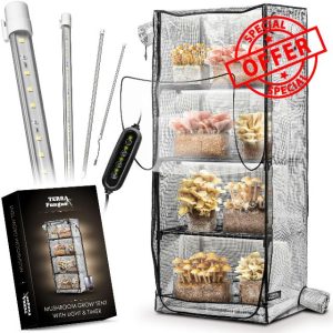 Mushroom Grow Tent with light and timer 6500k LED Grow Light