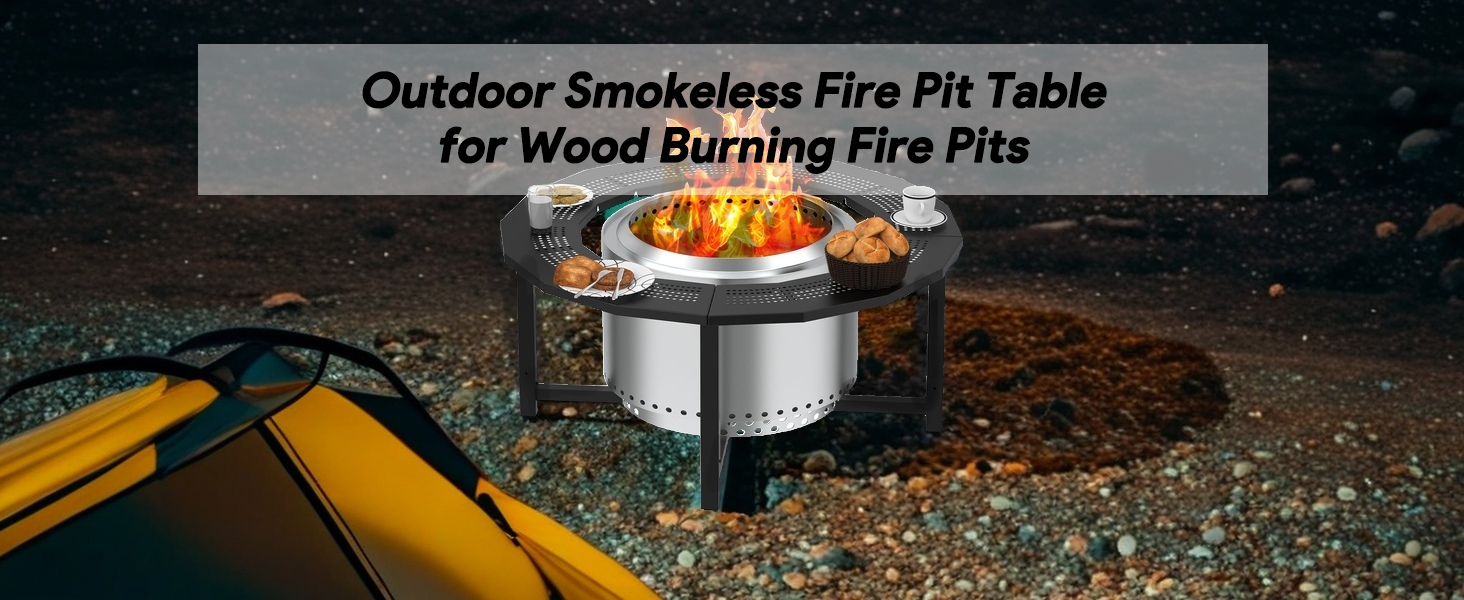 Fire Pit Surround Tabletop for Solo Stove Bonfire, Tiki. Outdoor Smokeless Fire Pit Table