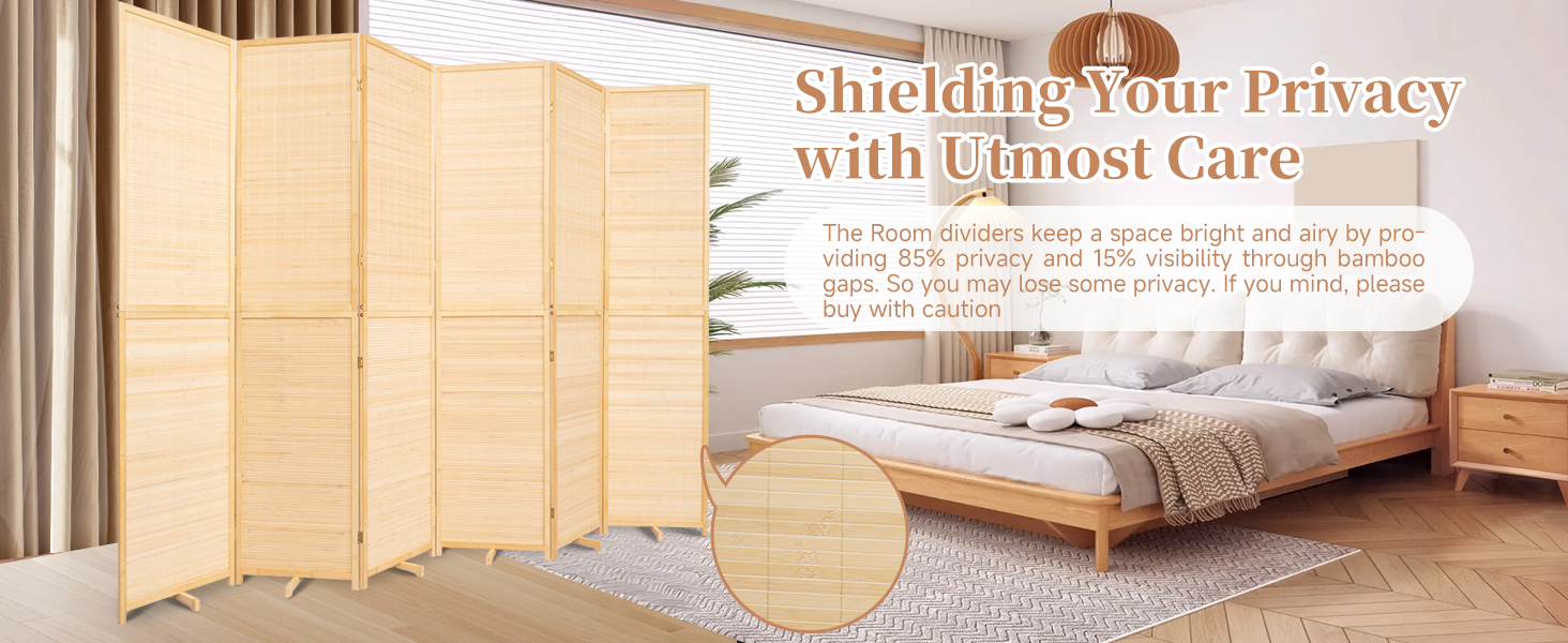 6 Panel Folding Privacy Screen 6ft Tall Partition Room Divider Portable Office Walls Dividers