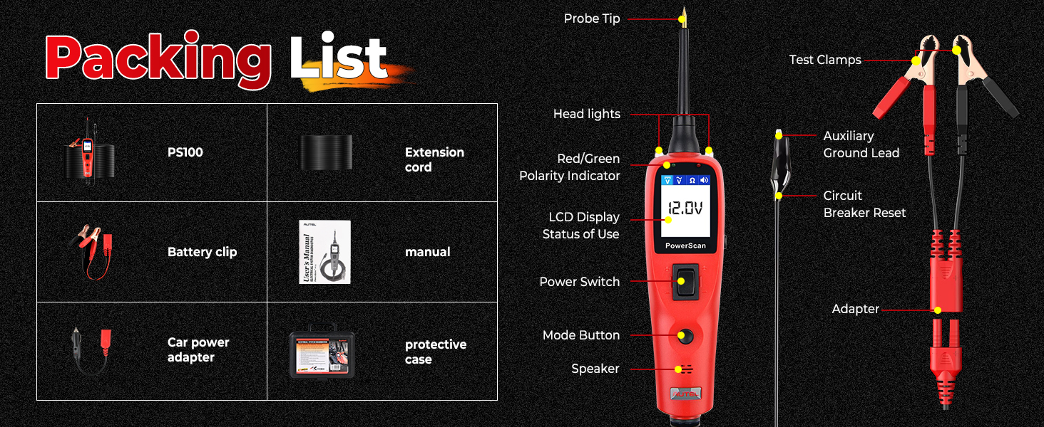 Automotive circuit tester autel ps100