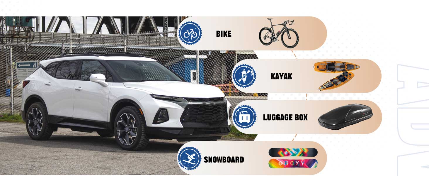 Chevrolet Chevy Blazer 2019 2020 2021 2022 2023 2024 Black Crossbars Luggage Carrier Bars