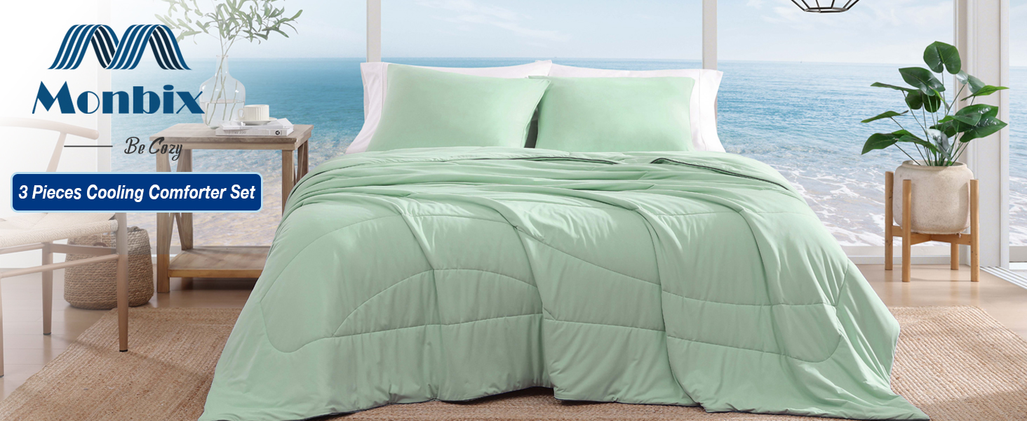 Monbix Queen Comforter Sets,Full Bedding Set 7 Piece, All Seasons Comforters,
