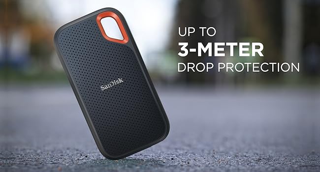 Portable SSD plugged into a laptop