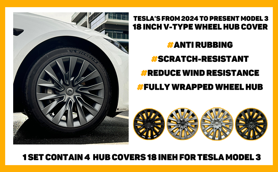 2024-2025 Refreshed Model 3 18 inch v Wheel hub Cover