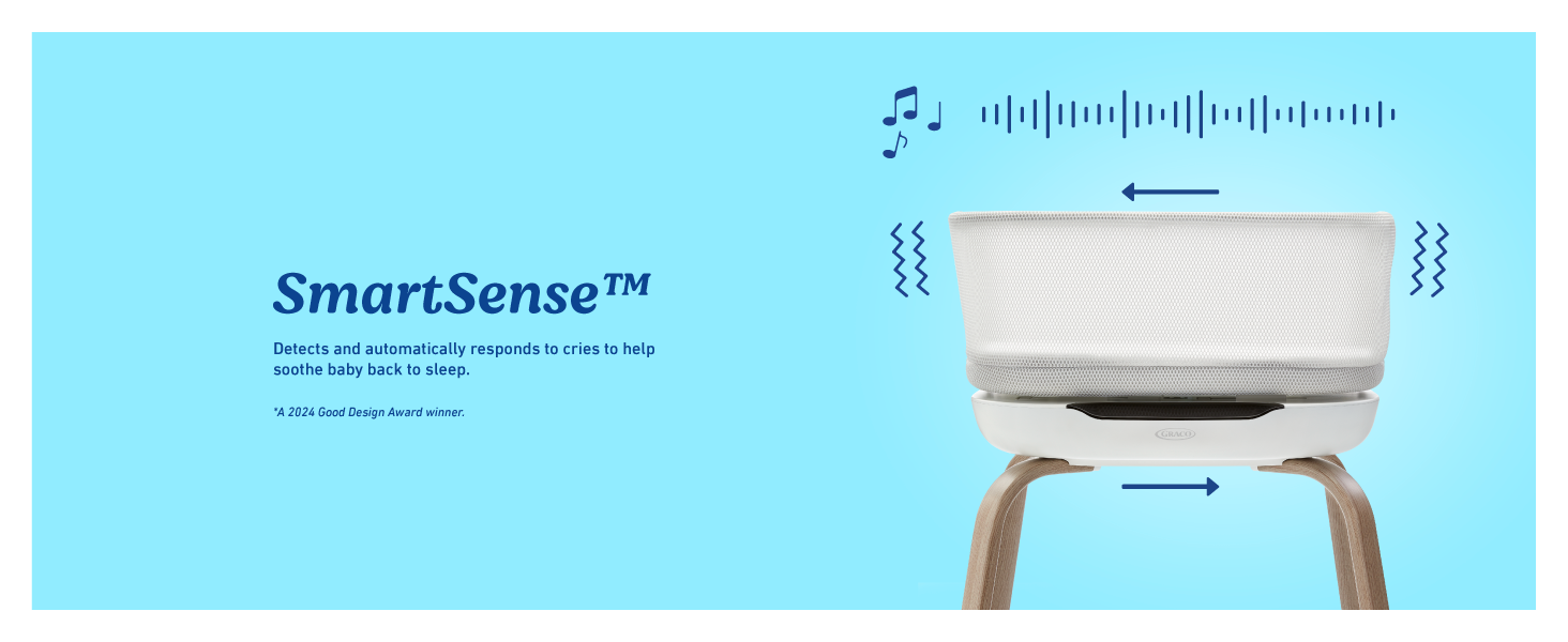 Graco SmartSense Soothing Bassinet baby comfort infant technology calming rocking sound motion safe