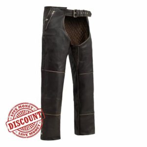 Motorcycle Riding Cowhide Unisex Vintage Biker Cowboy Chaps Soft Leather Pants Road Rush Protective Gear