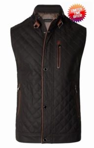 Men's Classic Club Quilted Style Motorcycle Casual Bikers Premium Lambskin Leather Stand Collar Vest For Men