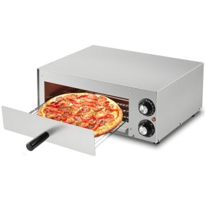 1100W Stainless Steel Electric Pizza Maker with Timer & Crumb Tray for Home/Restaurant