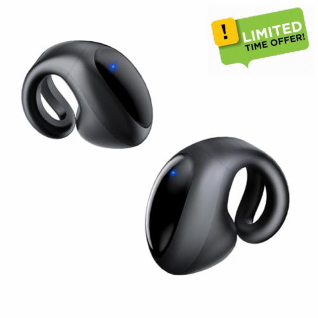 Open Ear Earbuds Lightweight Comfort Clip Wireless Earbuds Sweat Resistant Bluetooth Headphones Sport Headphones for Workouts and Running with Dual Digital Display 44H Playtime IPX7 Waterproof