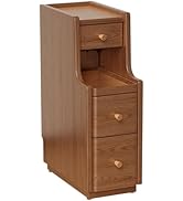 Narrow Nightstand with 3 Drawers,Small Nightstand,Solid Wood Walnut Bedside Table,Modern Bedside ...