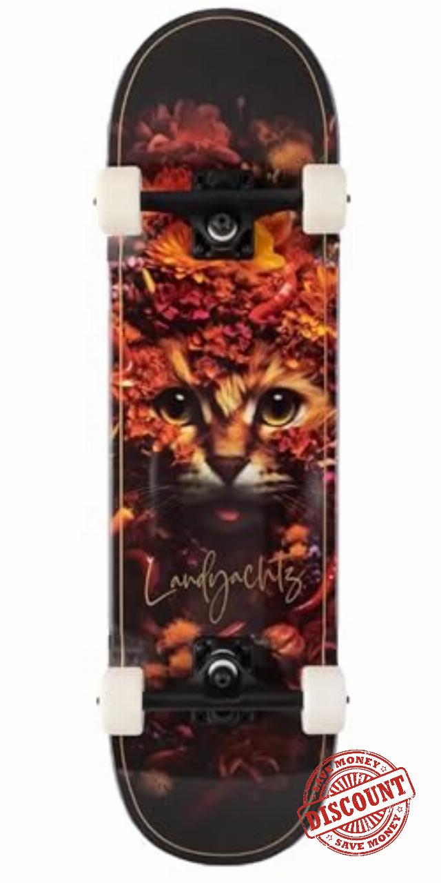 Landyachtz Longboards ATV Classic Flower Cat Complete Skateboard