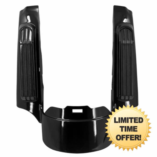 Motorcycle Rear Fender Extension Fascia Mudguard with LED Turn Signals Brake Running Lights Fit for Harley Touring CVO Road Glide Road King Electra Glide Street Glide 2014-up (Black Lens)