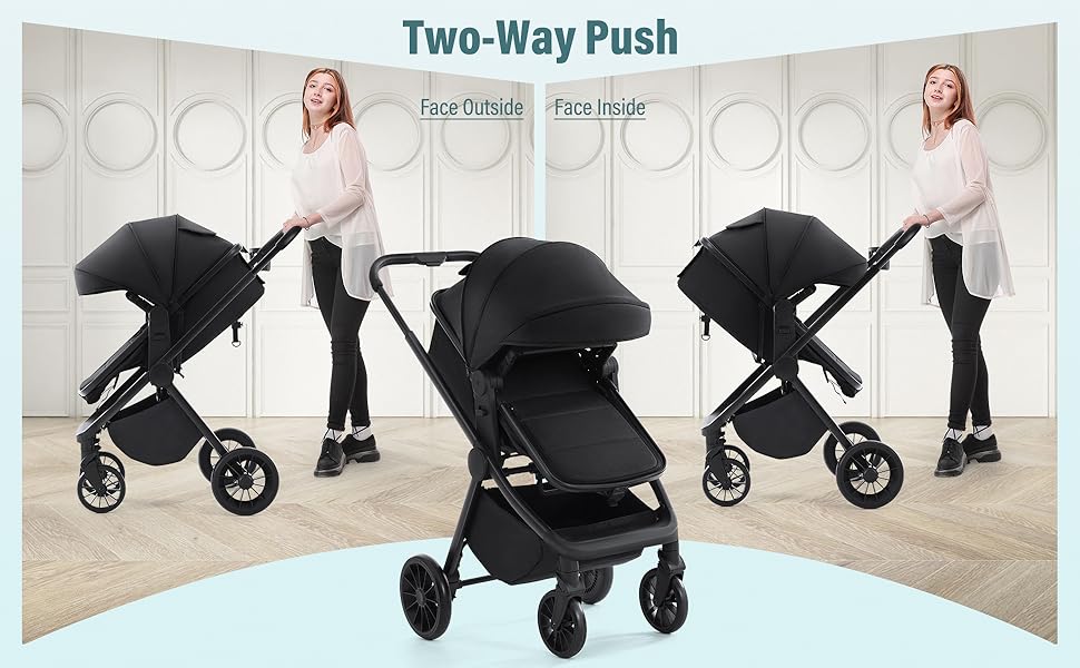 Convertible Baby Stroller Black