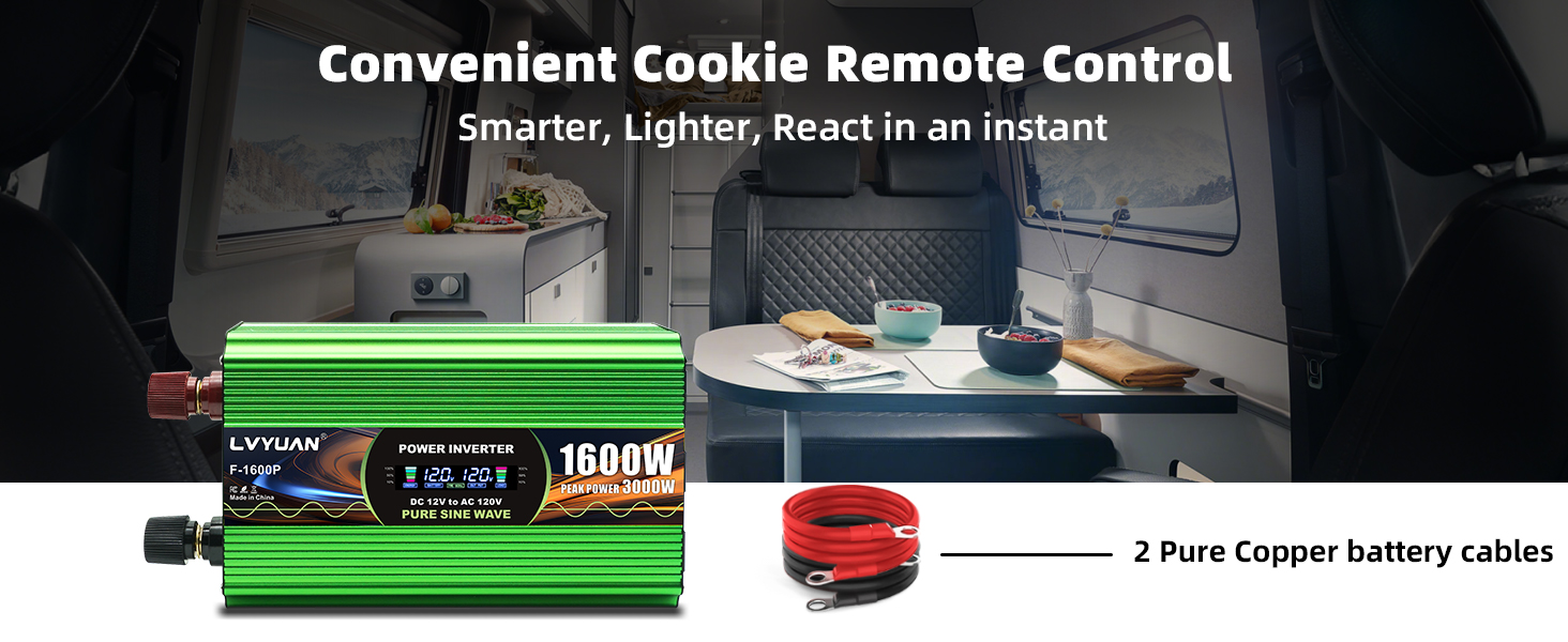 Powerful pure sine inverter for home, RV and road travel charging