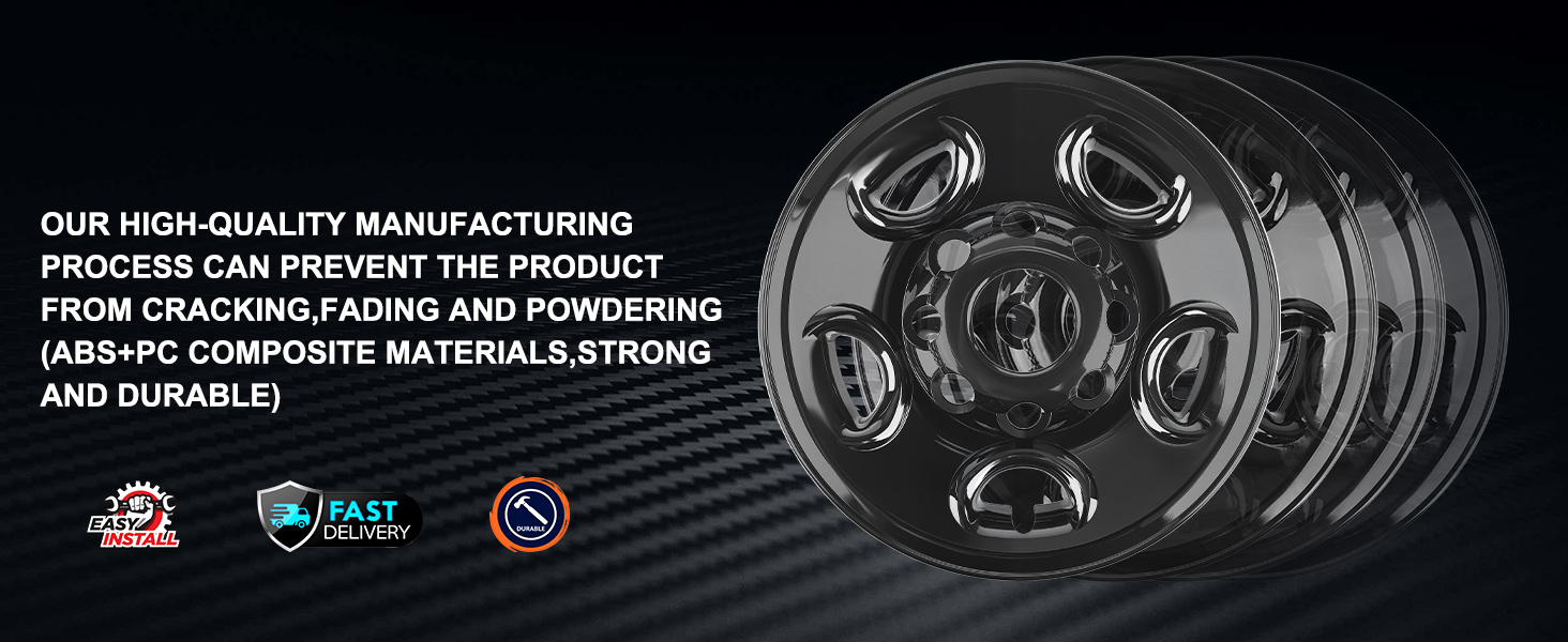 Glossy Black wheel skins for Chevy Express 1500 2500 3500 4500 GMC SAVANA 1500 2500 3500