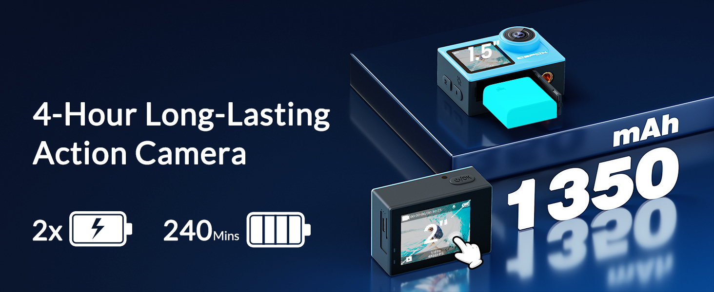 4 hours long-lasting action camera