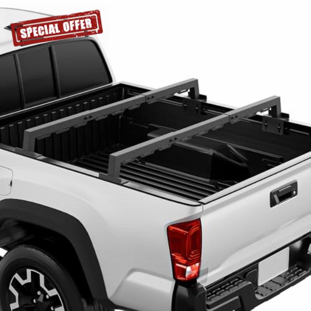 Truck Bed Rack with 2 Cross Bars Cargo Carrier Truck Rack Compatible with Silverado/Sierra/Ram/Ford F-Series/Tacoma/Tundra/Titan/Frontier/Colorado/Canyon/Gladiator JT