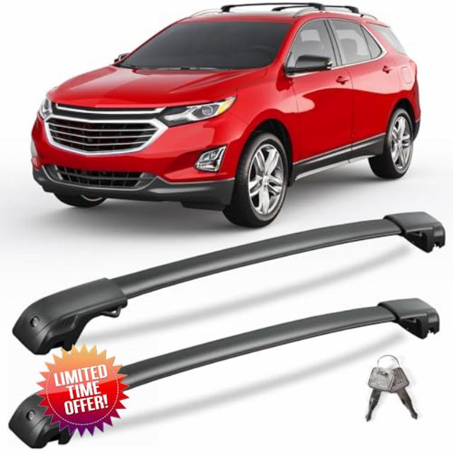 220lbs Lockable Roof Rack Cross Bars Compatible with Chevy Chevrolet Equinox & GMC Terrain 2018-2024
