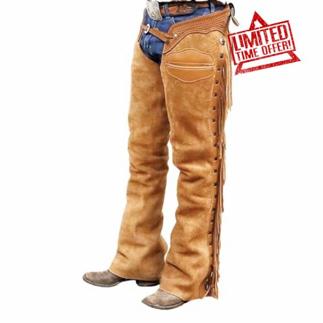Leather Chaps Men's Motorcycle Rider Vintage Native American Western Cow Boy Crazy Horse Rider leather Chaps