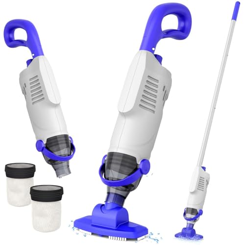 60W Rechargeable Handheld Pool Vacuum Cleaner with Pole & 18GPM Suction