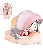 Mambobaby Baby Pool Float with Canopy, Non-Inflatable Infant Floats with Tail Solid Upgrade Soft ...